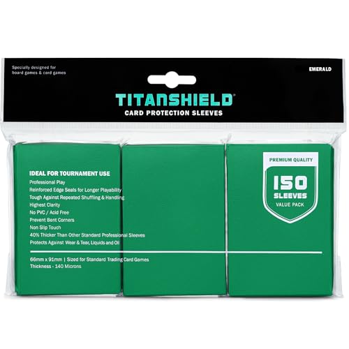 TitanShield Premium Card Sleeves - Standard 66x91mm, Emerald, 150 Pack