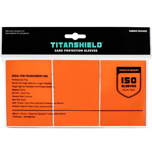 TitanShield Premium Card Sleeves (Ember Orange, Standard 66x91mm, 150-Pack) – Dual-Textured Matte Back & Glossy Front