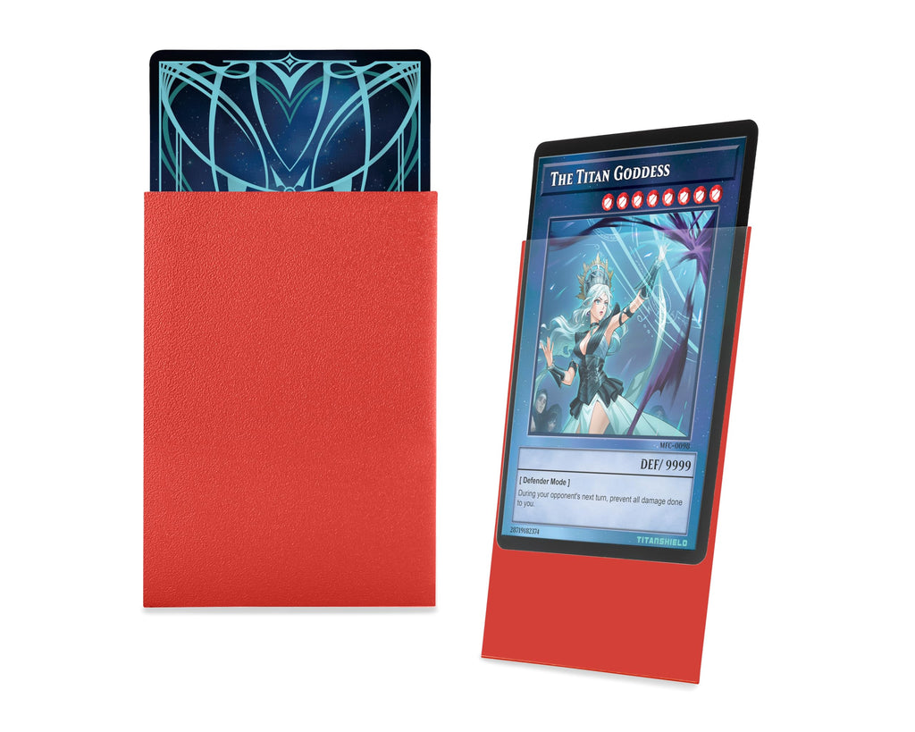TitanShield Red Small Japanese Size Card Sleeves (150 Pack) – 140-Micron Deck Protectors for Yu-Gi-Oh & Vanguard