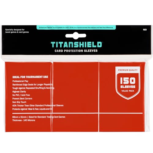 TitanShield Red Standard Card Sleeves (150 Pack) - 66x91mm for Pokemon, MTG, Lorcana & More
