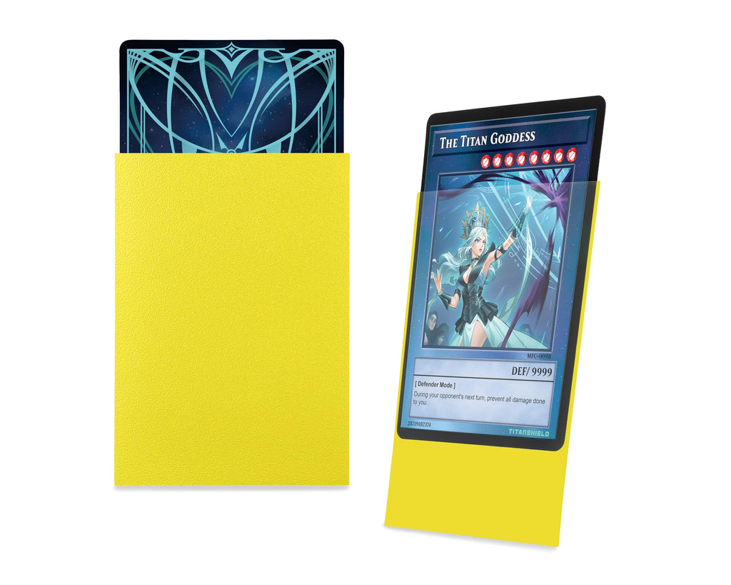 TitanShield Small Japanese Size Card Sleeves (150 Pack, Yellow) – Deck Protectors for Yu-Gi-Oh, Vanguard & More