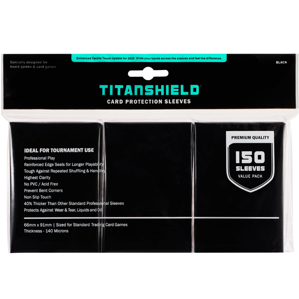 TitanShield Standard Card Sleeves (150-Pack) - 66x91mm Black, Compatible with MTG, Pokemon, Lorcana, One Piece