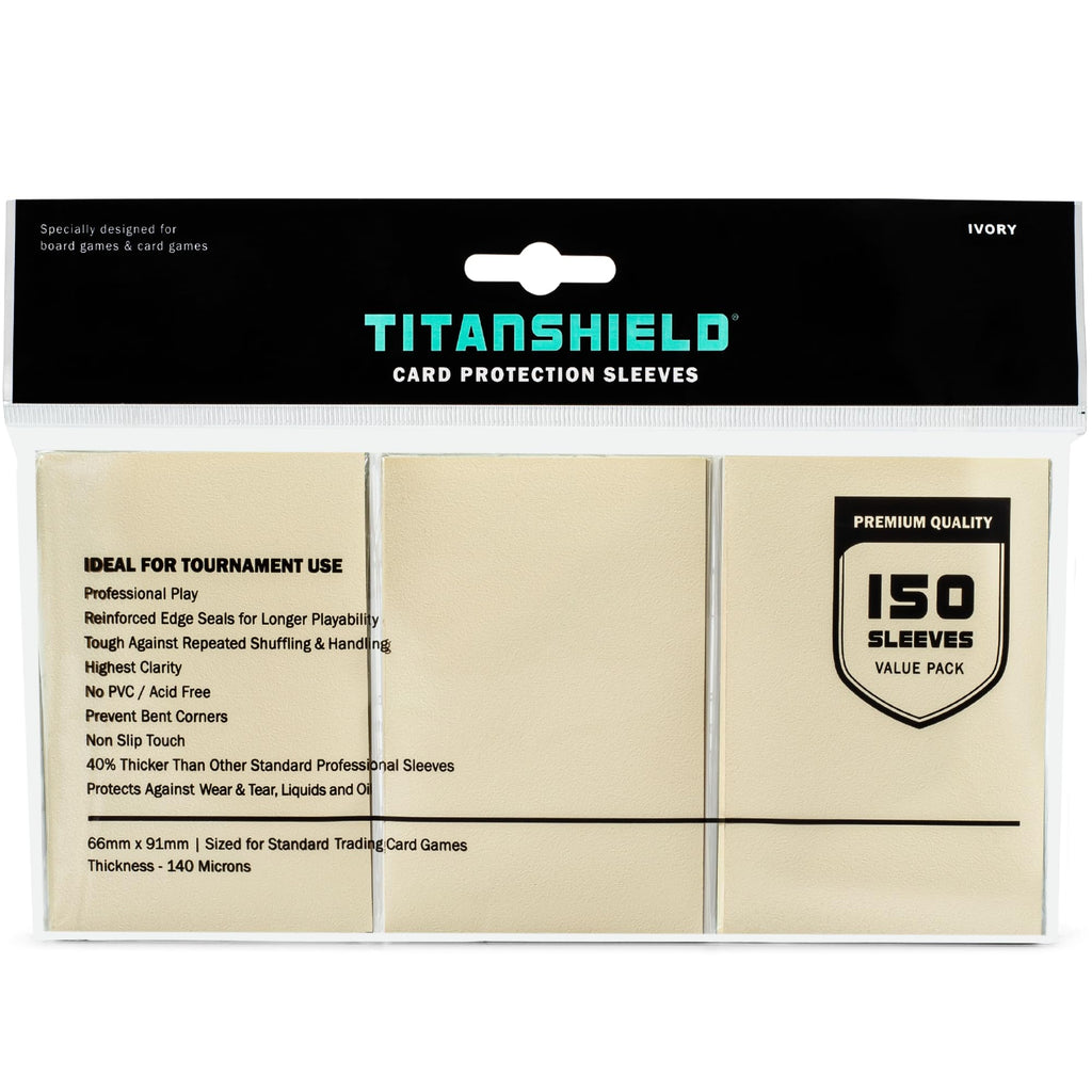 TitanShield Standard Card Sleeves (150 Pack) - Ivory, 66x91mm, Premium Polypropylene Protection