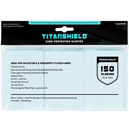 TitanShield Standard Card Sleeves (150 Pack) – 66x91mm Clear Polypropylene Protectors for MTG, Pokemon, Lorcana