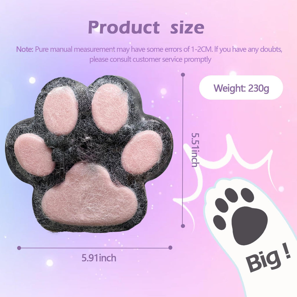 Titata Taba Giant Cat Paw Squishy Toy – Oversized Stress Relief Fidget for Kids & Adults (Black & Pink)