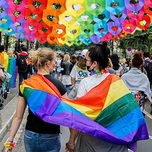 Tlswshsy 6-Pack Rainbow Heart Paper Garland - 60 Feet Total, Heart-Shaped Hanging Decorations for Parties, Weddings, Parades
