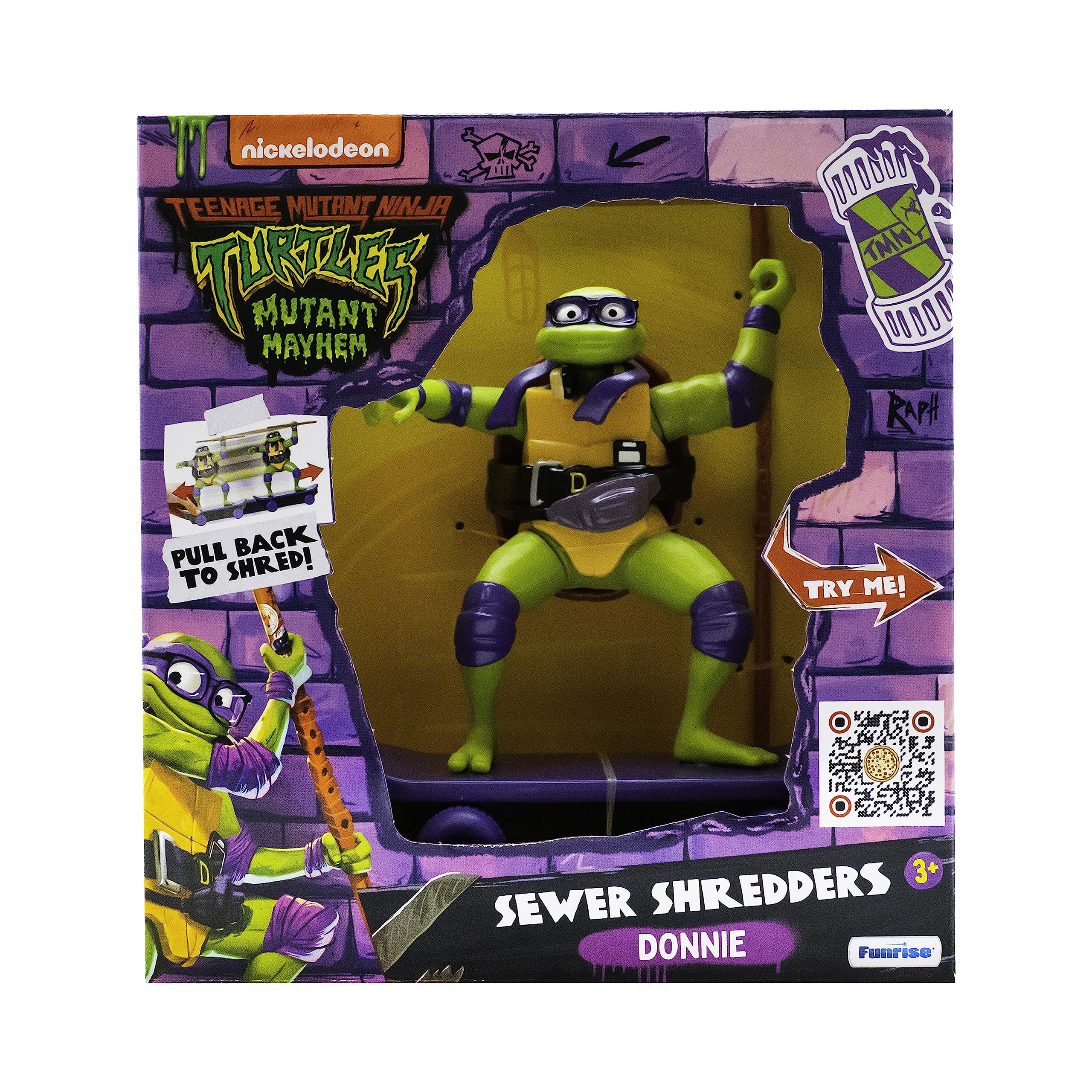 TMNT Donatello Sewer Shredder Pullback Skateboard Toy - Mutant Mayhem