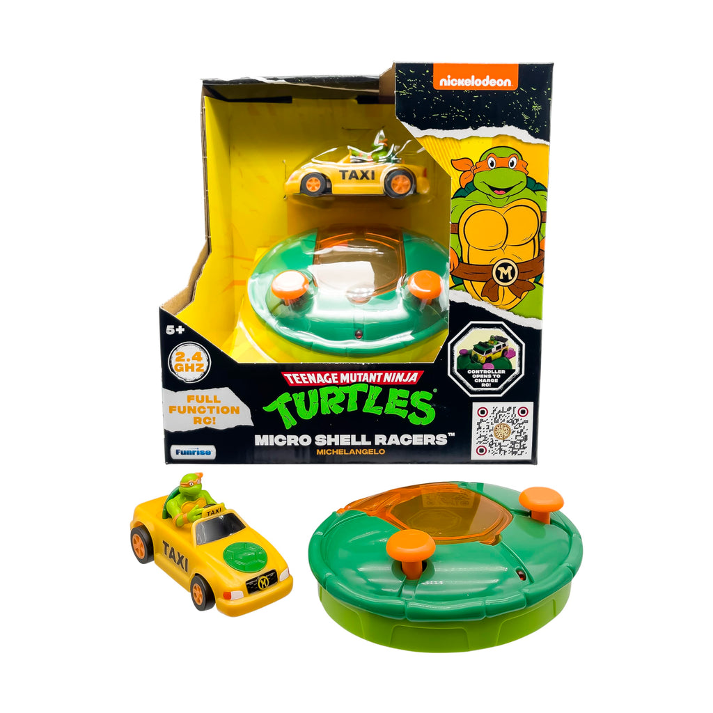 TMNT Michelangelo Micro Shell Racer RC Vehicle – 2.4 GHz Remote Control Taxi Cab for Kids Ages 5+