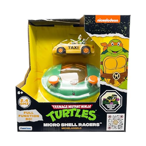 TMNT Michelangelo Micro Shell Racer RC Vehicle – 2.4 GHz Remote Control Taxi Cab for Kids Ages 5+