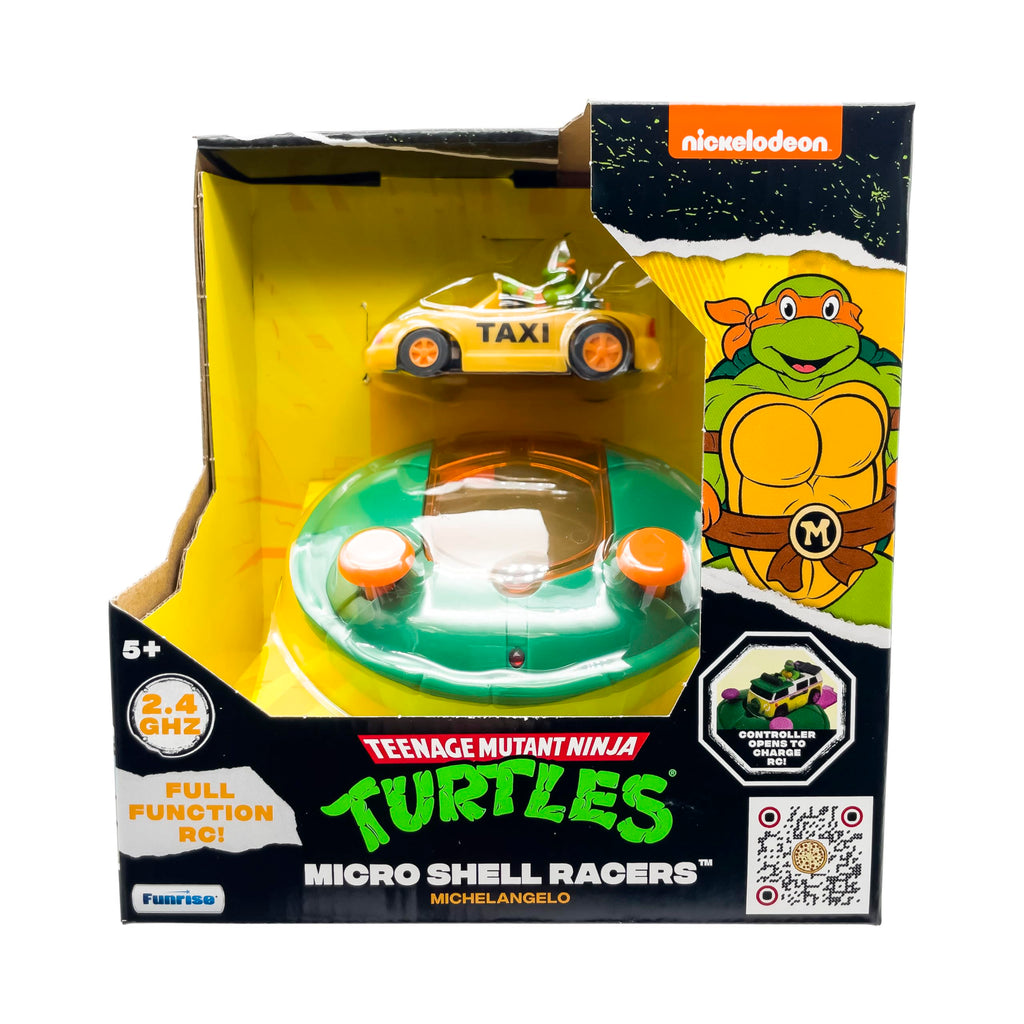 TMNT Michelangelo Micro Shell Racer RC Vehicle – 2.4 GHz Remote Control Taxi Cab for Kids Ages 5+