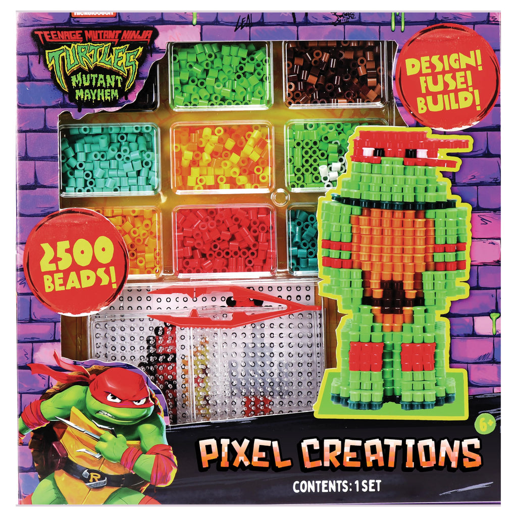 TMNT Pixel Creations Bead Kit – 2500 Beads, Pegboards & Templates for DIY Teenage Mutant Ninja Turtles Crafts