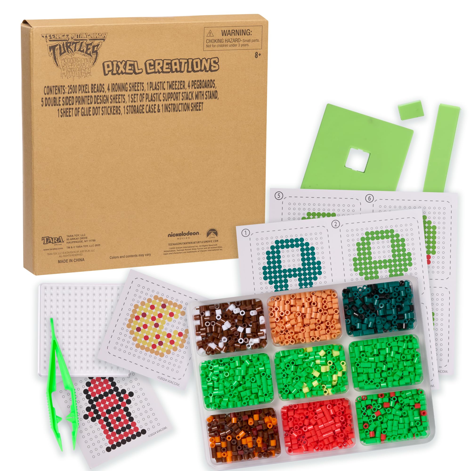 TMNT Pixel Creations Bead Kit – 2500 Beads, Pegboards & Templates for DIY Teenage Mutant Ninja Turtles Crafts