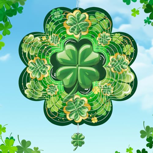 ToBeAce 12-Inch St. Patrick's Day Wind Spinner - 3D Shamrock Outdoor Decor for Garden, Yard, or Home