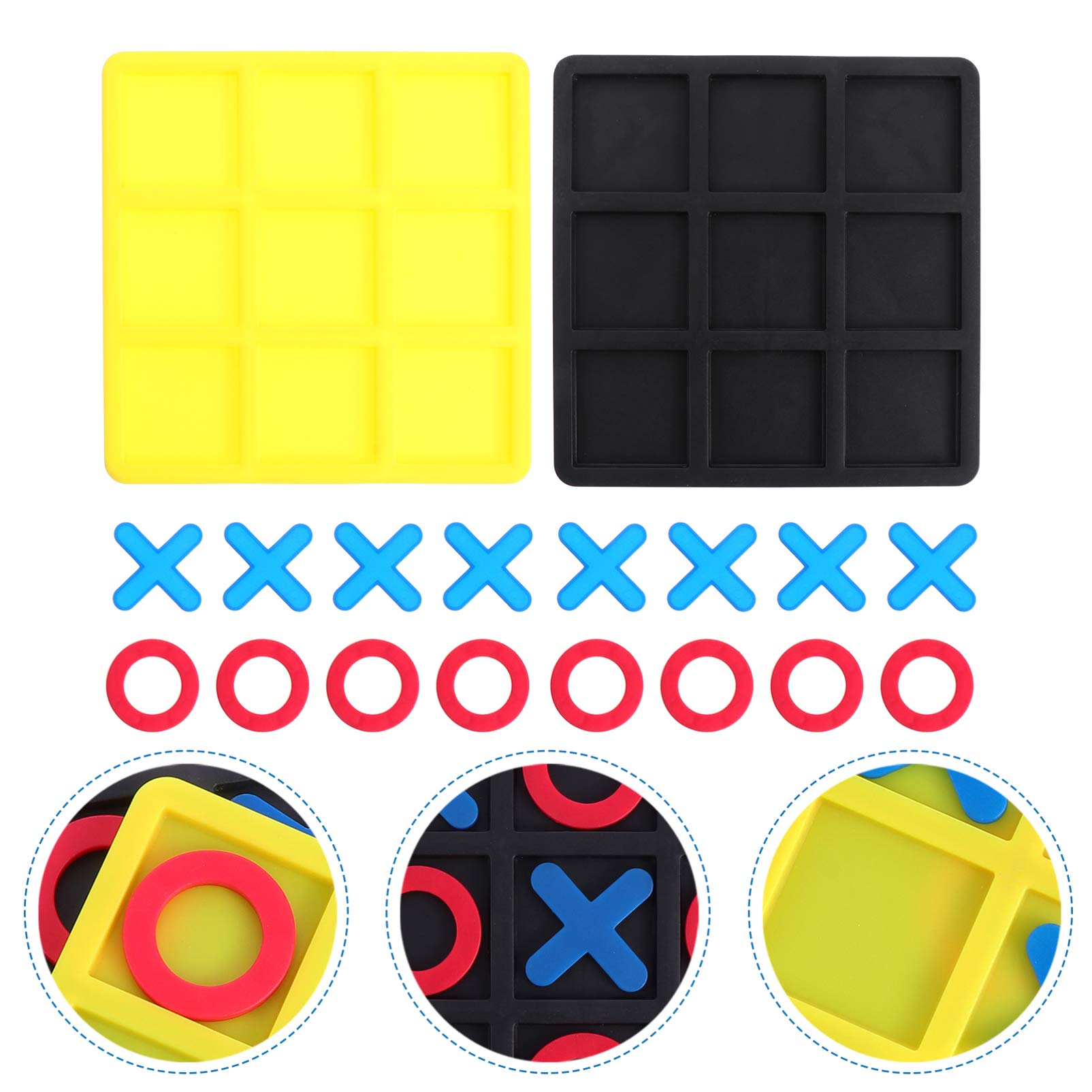 Toddmomy 2-Pack Tic Tac Toe Game: Portable Resin Plastic Board Game for Family Game Night, Travel, and Children's Learning
