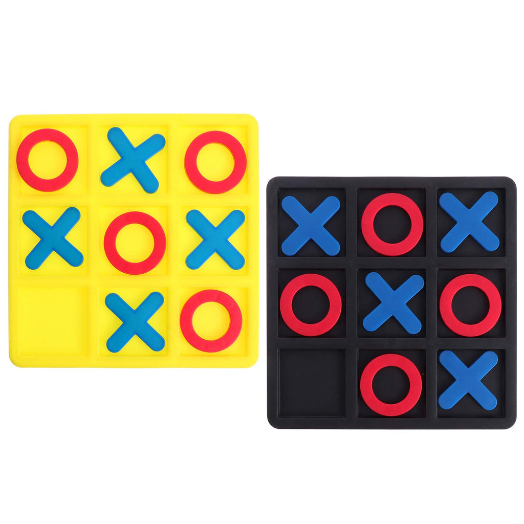 Toddmomy 2-Pack Tic Tac Toe Game: Portable Resin Plastic Board Game for Family Game Night, Travel, and Children's Learning