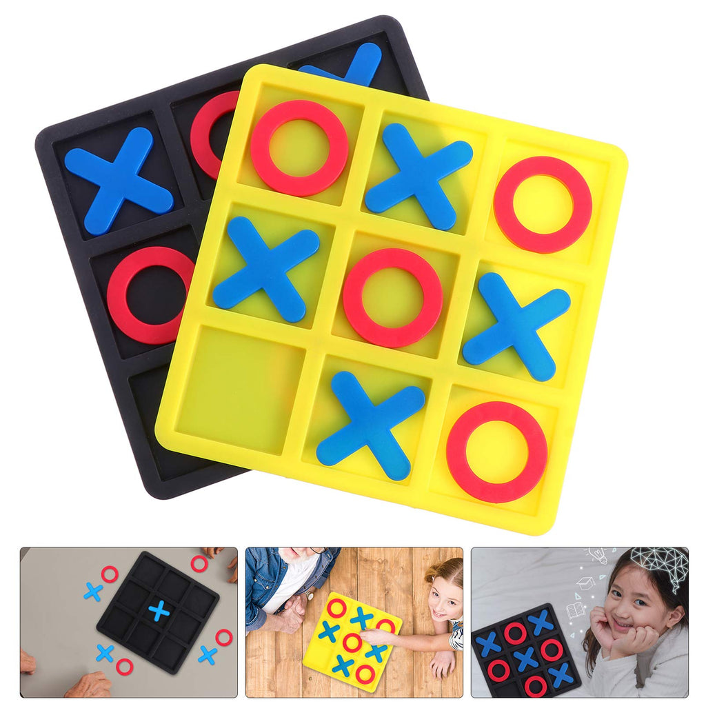 Toddmomy 2-Pack Tic Tac Toe Game: Portable Resin Plastic Board Game for Family Game Night, Travel, and Children's Learning