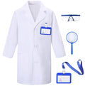 TOGROP 4-Piece Kids Lab Coat Costume - Thick White Doctor Scientist Dress-Up Set for Ages 3-12