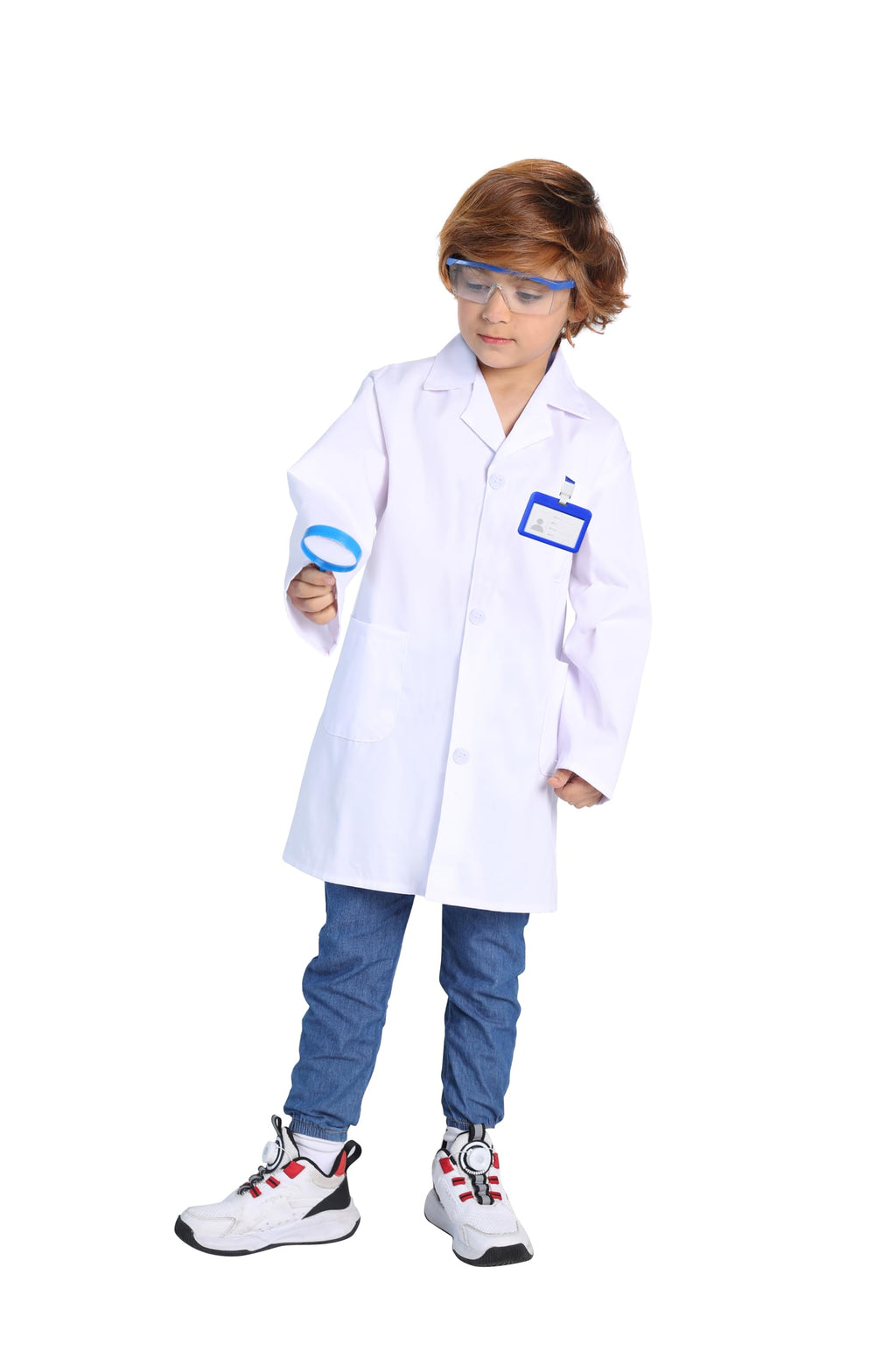 TOGROP 4-Piece Kids Lab Coat Costume - Thick White Doctor Scientist Dress-Up Set for Ages 3-12