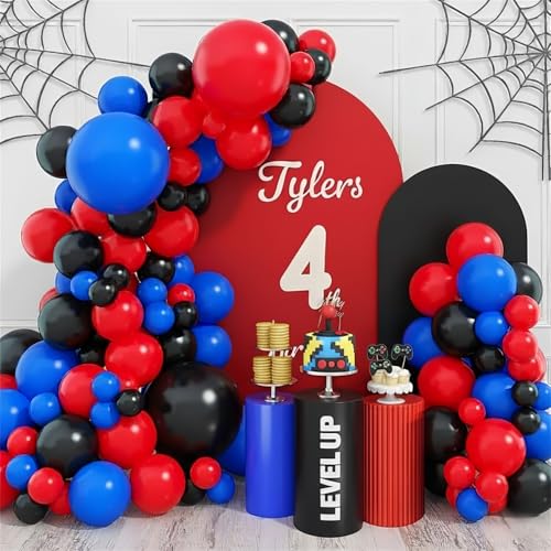 Togvu 101-Piece Red Blue Black Balloon Arch Garland Kit – Matte Latex Balloons for Birthday, Graduation, Party Decorations
