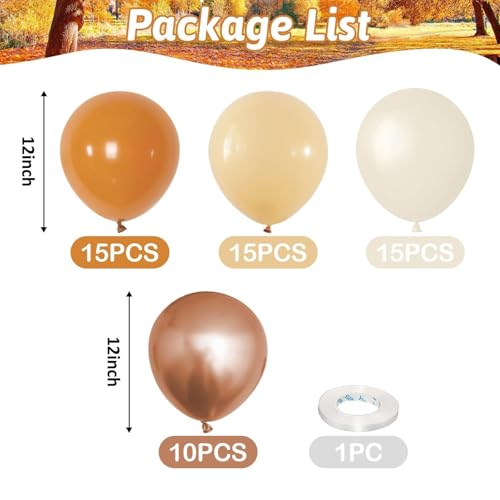 Togvu 55-Piece Burnt Orange & Gold Balloons Set, 12 Inch Latex Balloons for Fall Autumn Birthday Baby Shower Wedding Decor