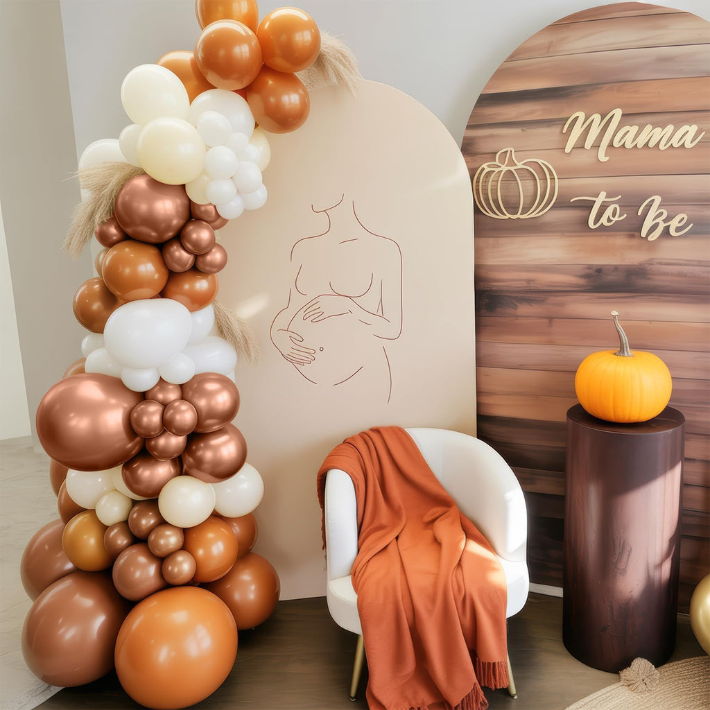 Togvu 55-Piece Burnt Orange & Gold Balloons Set, 12 Inch Latex Balloons for Fall Autumn Birthday Baby Shower Wedding Decor