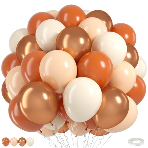 Togvu 55-Piece Burnt Orange & Gold Balloons Set, 12 Inch Latex Balloons for Fall Autumn Birthday Baby Shower Wedding Decor