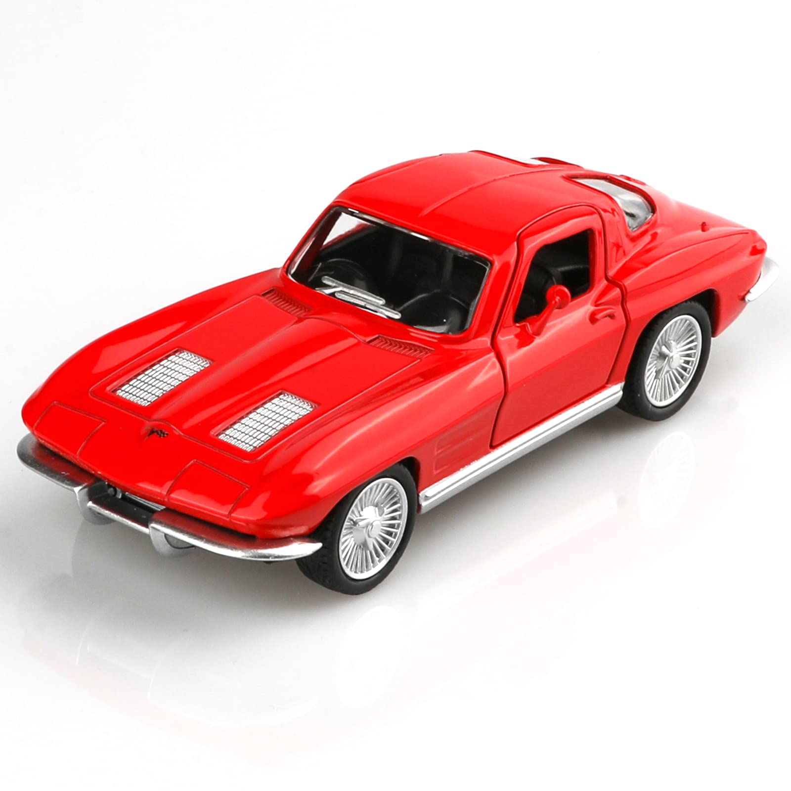 TOKAXI 1/36 Scale 1963 Chevy Corvette Diecast Car – Pull-Back Toy with Opening Doors