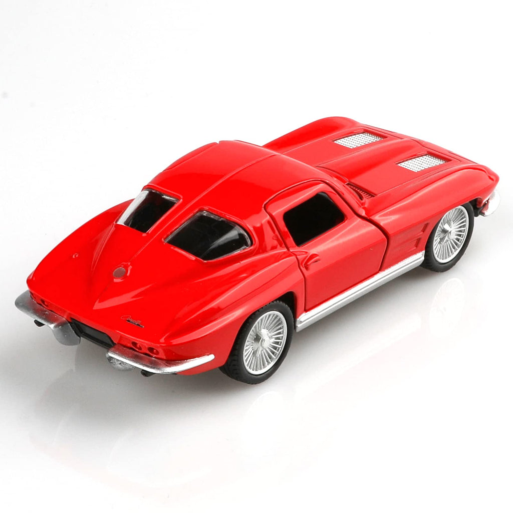 TOKAXI 1/36 Scale 1963 Chevy Corvette Diecast Car – Pull-Back Toy with Opening Doors
