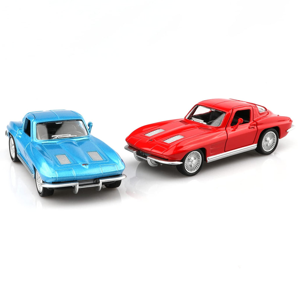 TOKAXI 1/36 Scale 1963 Chevy Corvette Diecast Car – Pull-Back Toy with Opening Doors