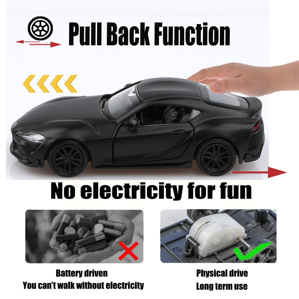 TOKAXI 1/36 Scale 2020 Toyota Supra Diecast Pull-Back Car – Black