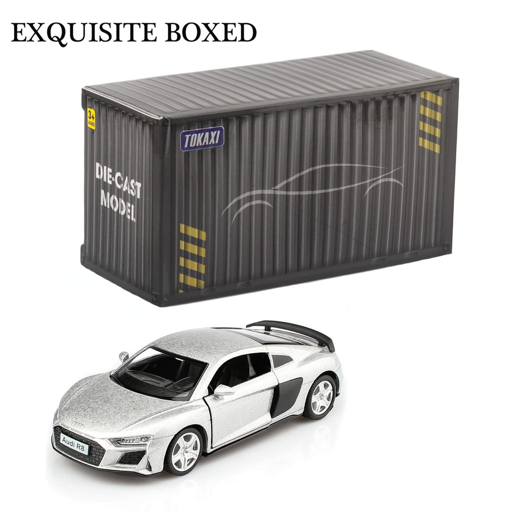 TOKAXI 1/36 Scale Audi R8 Diecast Car – Pull-Back Toy with Opening Doors