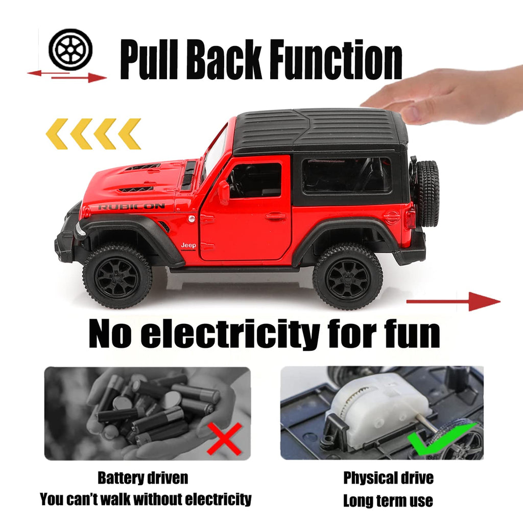 TOKAXI 1/36 Scale Diecast Wrangler Rubicon Pullback Vehicle Toy for Kids and Collectors