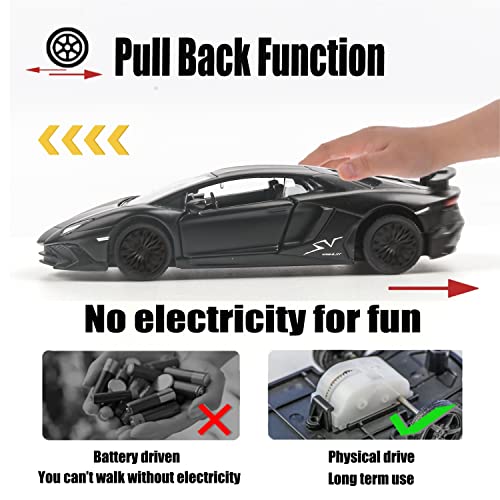 TOKAXI 1/36 Scale LP750-4 SV Diecast Car Model with Pull-Back Action and Opening Doors, Matte Finish
