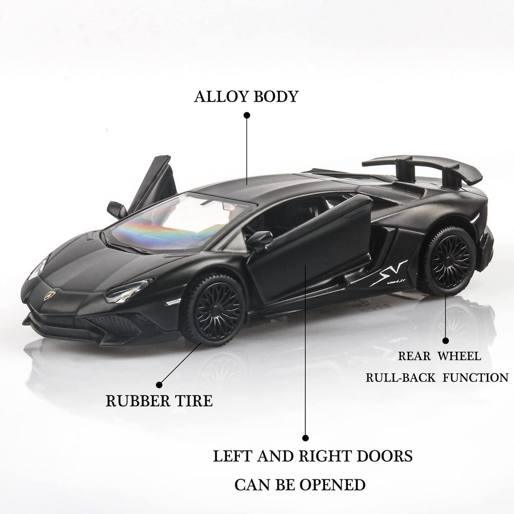 TOKAXI 1/36 Scale LP750-4 SV Diecast Car Model with Pull-Back Action and Opening Doors, Matte Finish