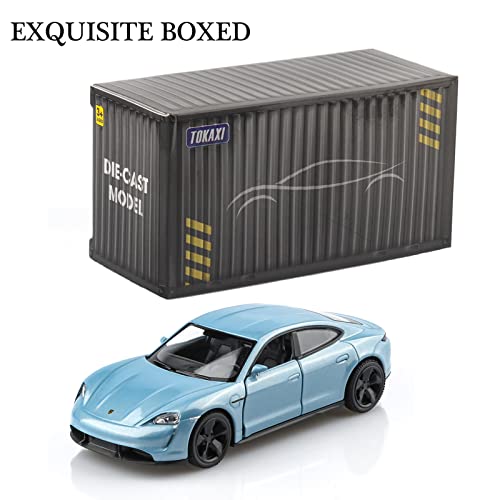 TOKAXI 1/36 Scale Porsche Taycan Turbo Diecast Car – Pull-Back Toy for Kids