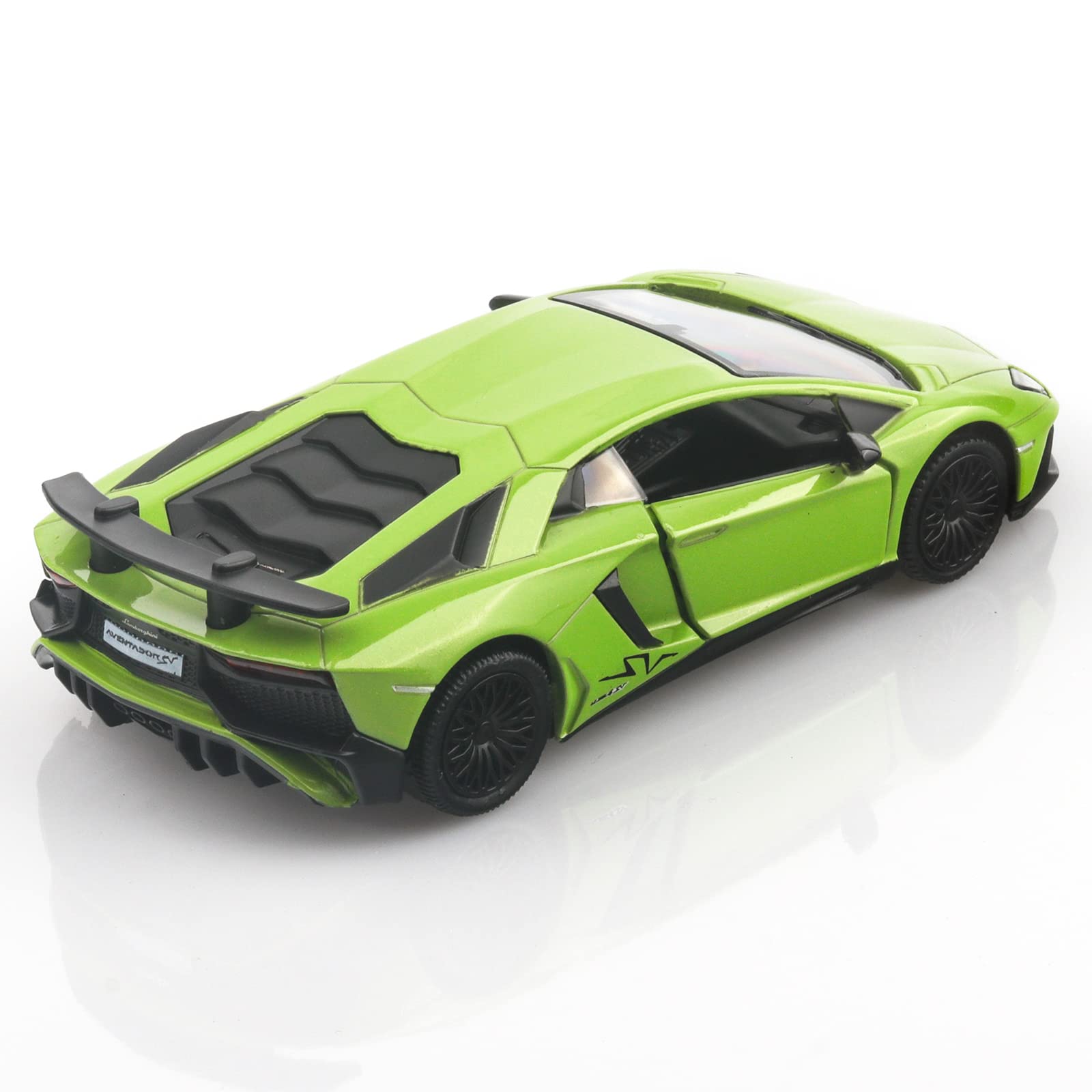 TOKAXI Lamborghini Aventador LP750-4 SV 1/36 Diecast Car - Pull Back Toy with Opening Doors, Green