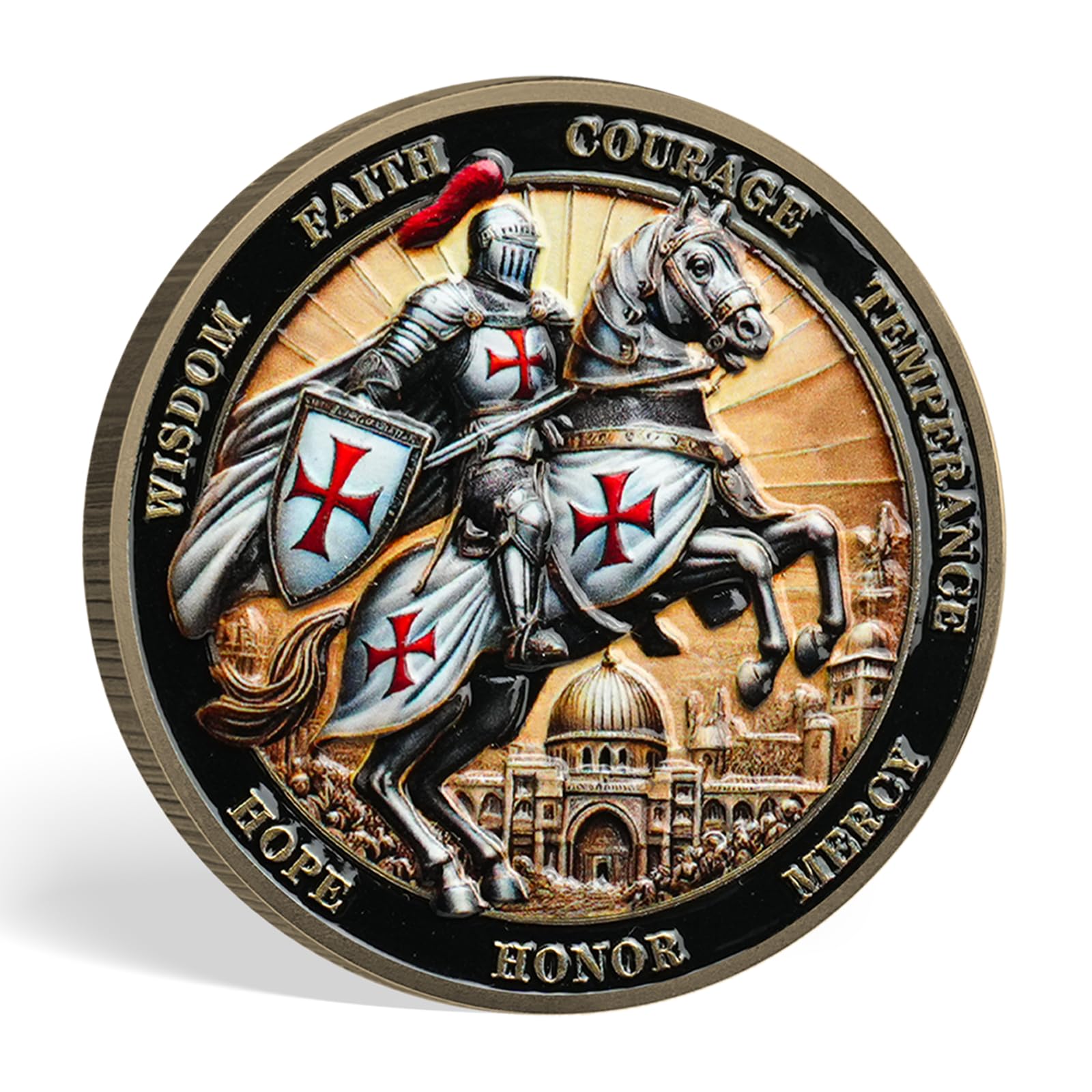 Tokenara Knights Templar Christian Challenge Coin – Philippians 4:13 Bible Verse, Zinc Alloy, 1.57 Inch, Protective Capsule
