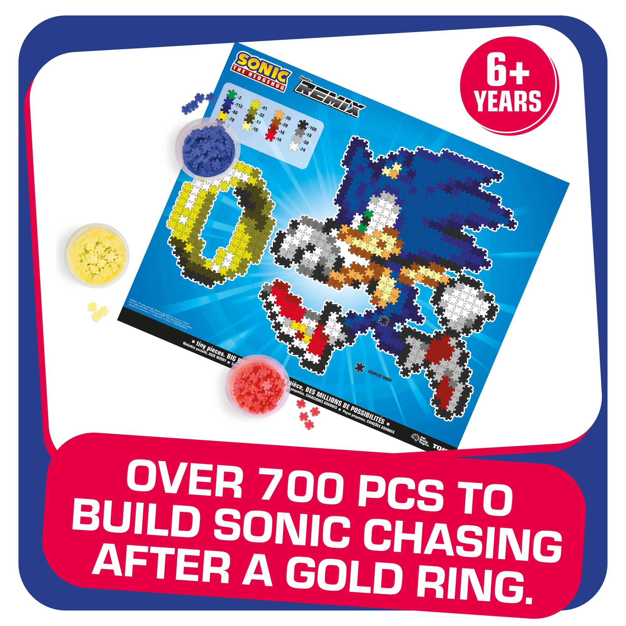 TOMY Jixelz Remix Sonic the Hedgehog Craft Kit – No Glue Pixel Art, 700+ Pieces, Ages 8+