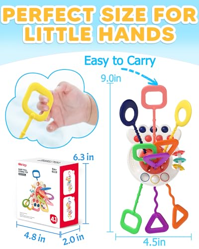 Tonberless Baby Sensory Octopus Toy – Montessori Pull String Toy for 6-18 Months, Travel-Friendly