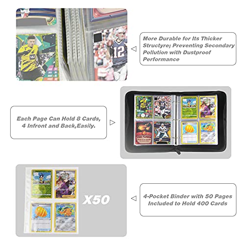 TONESPAC 400-Pocket Card Binder, Stripe Black, PU Cover with Carrying Strap for Trading Cards, Sports Cards, and More
