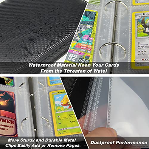 TONESPAC 400-Pocket Card Binder, Stripe Black, PU Cover with Carrying Strap for Trading Cards, Sports Cards, and More