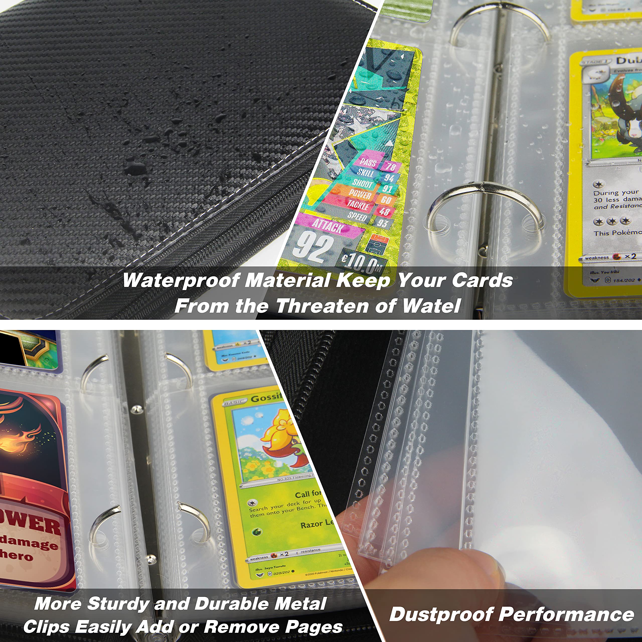 TONESPAC 400-Pocket Card Binder, Stripe Black, PU Cover with Carrying Strap for Trading Cards, Sports Cards, and More