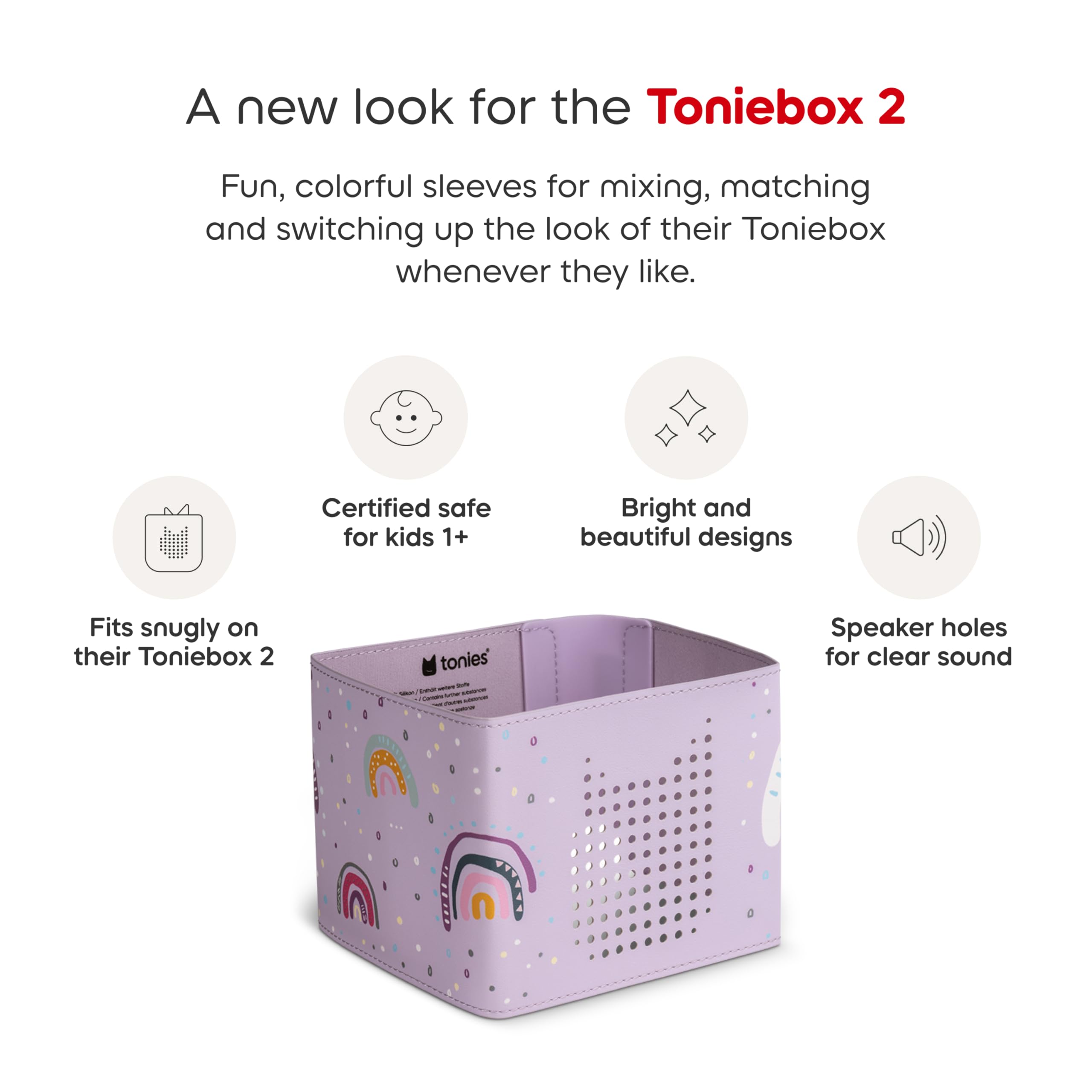 Tonies Sleeve for Toniebox 2 – Rainbow Decorative Wrap