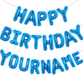TONIFUL 65-Piece Blue Foil Letter Balloon Set - 16-Inch Happy Birthday Banner with DIY A-Z Letters