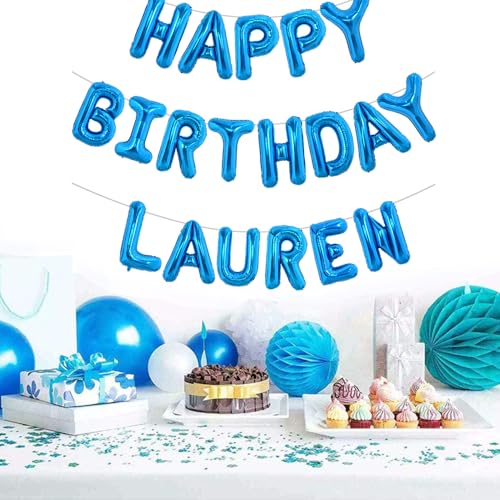 TONIFUL 65-Piece Blue Foil Letter Balloon Set - 16-Inch Happy Birthday Banner with DIY A-Z Letters