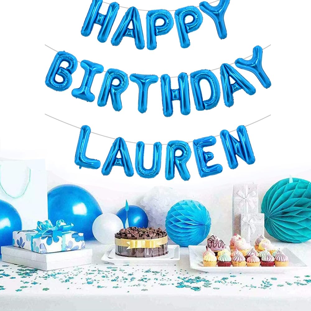 TONIFUL 65-Piece Blue Foil Letter Balloon Set - 16-Inch Happy Birthday Banner with DIY A-Z Letters
