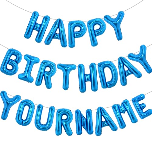TONIFUL 65-Piece Blue Foil Letter Balloon Set - 16-Inch Happy Birthday Banner with DIY A-Z Letters