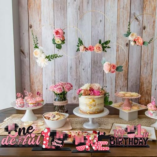 TONIFUL Pink Mouse 1st Birthday Party Centerpieces (4 Pack) – Wooden Table Decor for Girls