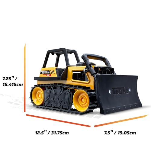 Tonka Steel Classics Bulldozer – Real Steel Construction Toy Truck for Kids Ages 3+