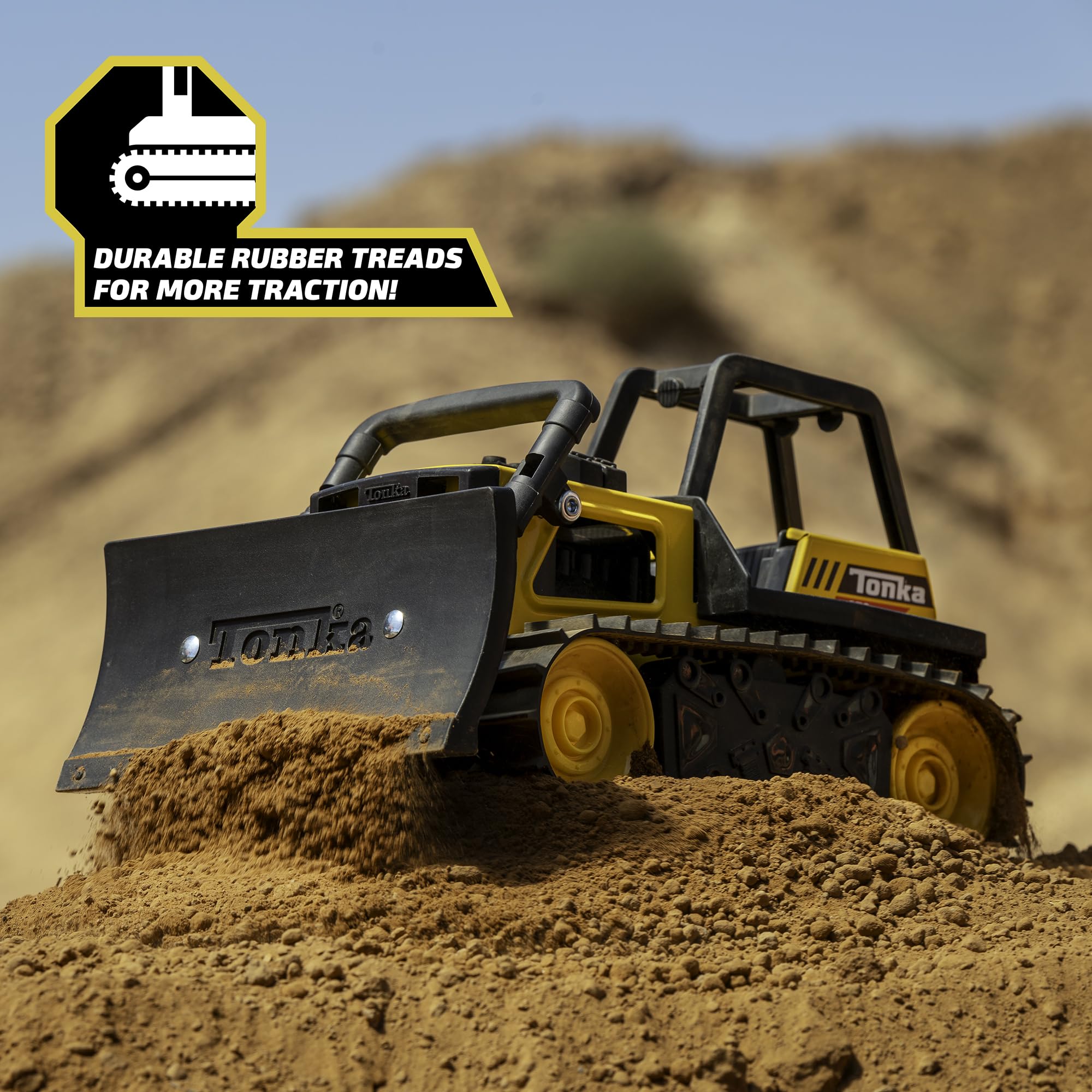 Tonka Steel Classics Bulldozer – Real Steel Construction Toy Truck for Kids Ages 3+